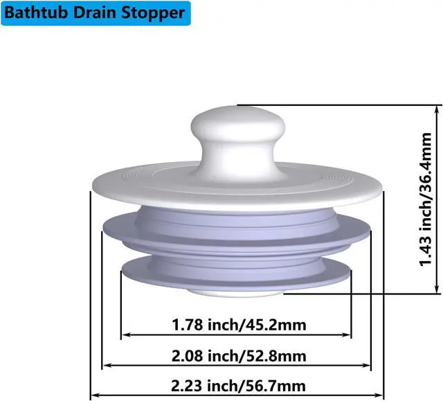 Alt view image 4 of 5 - XAJOON Bathtub Drain Stopper,Drain Stopper,Silicone Stopper (Patented DesignGray)