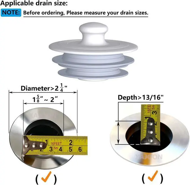 Alt view image 5 of 5 - XAJOON Bathtub Drain Stopper,Drain Stopper,Silicone Stopper (Patented DesignGray)