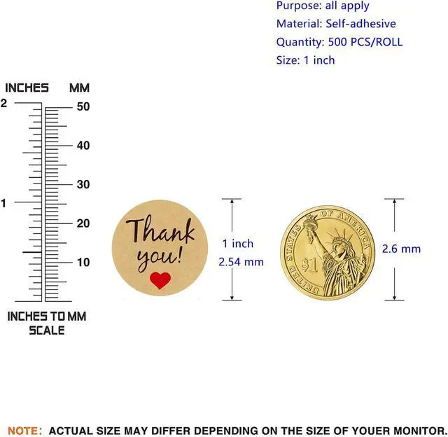 Alt view image 2 of 5 - Fmcmly 1 Inch Kraft Thank You Stickers Roll, 500 Pcs Thank You Stickers Lables for Baking Packaging,Small Business,Envelope Seals,Birthday,Wedding,Party Gift Wrap Bag,Online Retailers Boutiques Shops