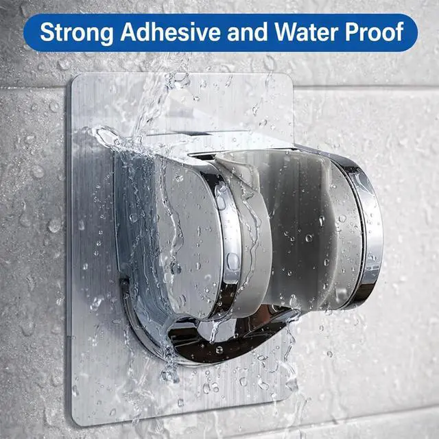 Alt view image 2 of 5 - Adjustable Shower Head Holder, No-Drill Strong Adhesive Wall Mount Bracket for Handheld Showerhead, Secure & Easy Install, for Bathroom, RV, Kids Bathroom Shower (Silver, 1 Pack