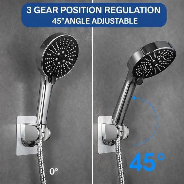 Alt view image 3 of 5 - Adjustable Shower Head Holder, No-Drill Strong Adhesive Wall Mount Bracket for Handheld Showerhead, Secure & Easy Install, for Bathroom, RV, Kids Bathroom Shower (Silver, 1 Pack