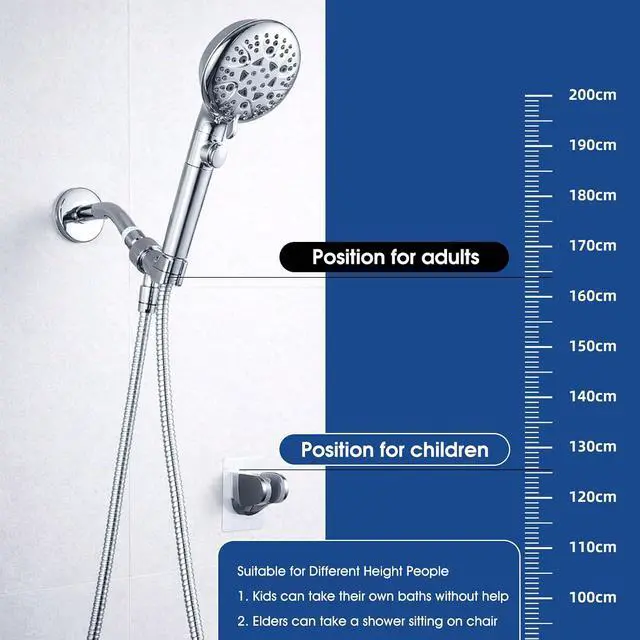 Alt view image 4 of 5 - Adjustable Shower Head Holder, No-Drill Strong Adhesive Wall Mount Bracket for Handheld Showerhead, Secure & Easy Install, for Bathroom, RV, Kids Bathroom Shower (Silver, 1 Pack