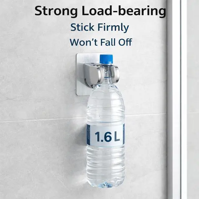 Alt view image 5 of 5 - Adjustable Shower Head Holder, No-Drill Strong Adhesive Wall Mount Bracket for Handheld Showerhead, Secure & Easy Install, for Bathroom, RV, Kids Bathroom Shower (Silver, 1 Pack