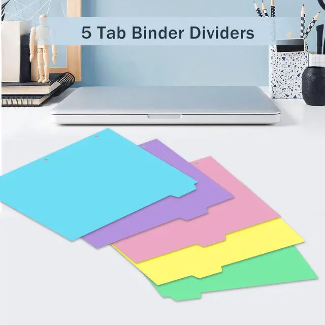 Alt view image 3 of 7 - 5 Tab Dividers for 3 Ring Binders, Durable Plastic Write & Erase, Page Dividers for 8.5 x 11'' Letter Size Papers, Ideal for Student, Teacher, Macaron Color 3 Sets