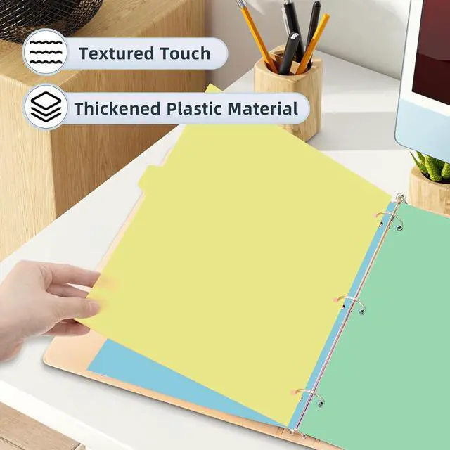 Alt view image 7 of 7 - 5 Tab Dividers for 3 Ring Binders, Durable Plastic Write & Erase, Page Dividers for 8.5 x 11'' Letter Size Papers, Ideal for Student, Teacher, Macaron Color 3 Sets