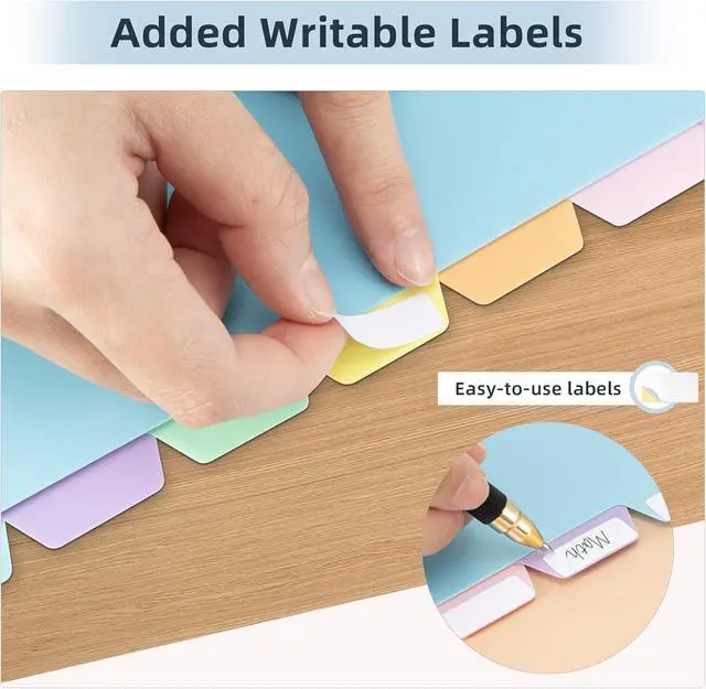 Alt view image 6 of 7 - 5 Tab Dividers for 3 Ring Binders, Durable Plastic Write & Erase, Page Dividers for 8.5 x 11'' Letter Size Papers, Ideal for Student, Teacher, Macaron Color 3 Sets