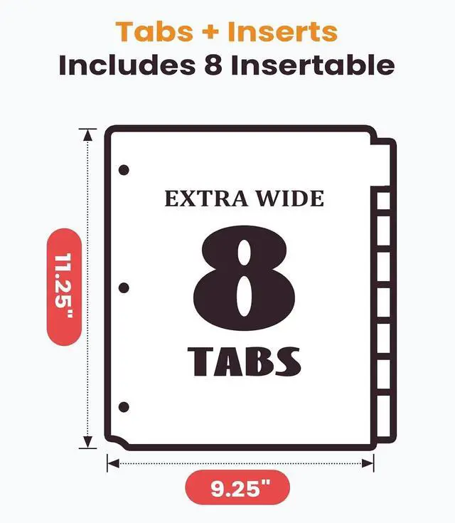 Alt view image 5 of 7 - Sooez 8 Count Dividers with Pockets, Binder Dividers with tabs | Binder Dividers for 3 Ring Binders, Binder Divider with Pockets for US Letter Size, Insertable Big Tabs, Multicolor,Set of 1