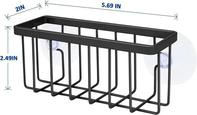 Alt view image 2 of 6 - SHFKS Sponge Holder for Kitchen Sink Suction,Dish Sponge Holder-Black | Kitchen Sink Caddy for Sponges, Scrubbers, Soap