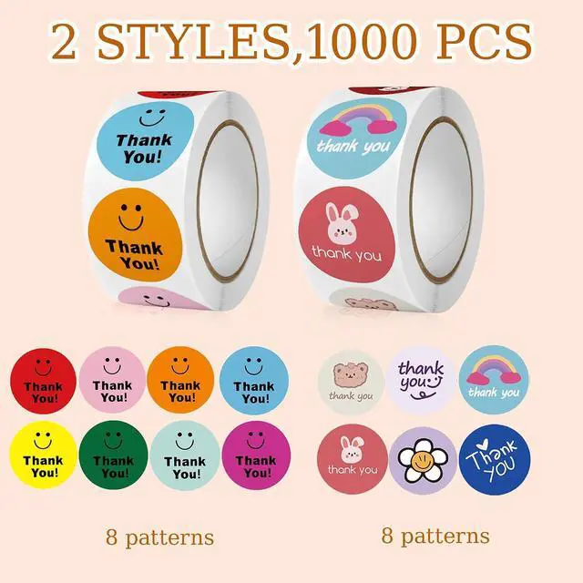 Alt view image 3 of 7 - YOJO Thank You Stickers,1000 Pcs 1 Inch Thank You Stickers for Baking Packaging Envelope Seals Small Business,Thank You Labels for Party Wedding Birthday