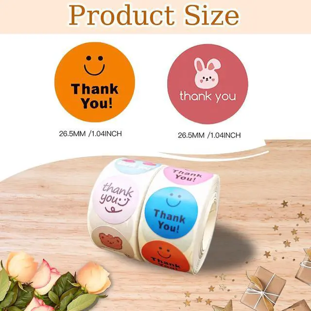 Alt view image 2 of 7 - YOJO Thank You Stickers,1000 Pcs 1 Inch Thank You Stickers for Baking Packaging Envelope Seals Small Business,Thank You Labels for Party Wedding Birthday