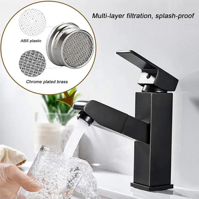 Alt view image 4 of 7 - 4PCS 2.2 GPM Faucet Aerator, 2 Pack Aeration Filter Replacement Parts With Brass Housing 15/16 Inch 24mm Male Thread Aerator Faucet Filter With Gasket For Kitchen And Bathroom (Black)