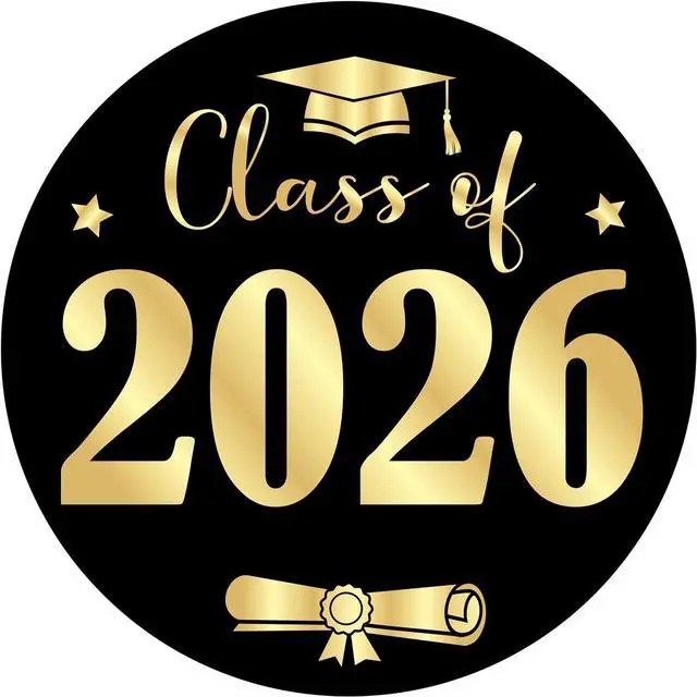Main image of Alynta Class of 2026 Stickers - 1.75 Inch Gold Foil Graduation Stickers | 60PCS Graduation Envelope Seals Grad Sticker for Envelope Seals Cards Invitations Announcements Party Favors (Black and Gold)