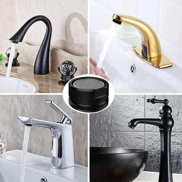 Alt view image 7 of 7 - 4PCS 2.2 GPM Faucet Aerator, 2 Pack Aeration Filter Replacement Parts With Brass Housing 15/16 Inch 24mm Male Thread Aerator Faucet Filter With Gasket For Kitchen And Bathroom (Black)
