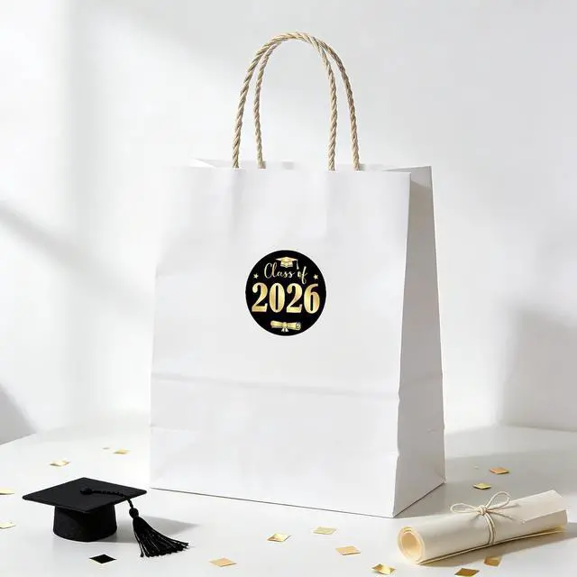 Alt view image 5 of 7 - Alynta Class of 2026 Stickers - 1.75 Inch Gold Foil Graduation Stickers | 60PCS Graduation Envelope Seals Grad Sticker for Envelope Seals Cards Invitations Announcements Party Favors (Black and Gold)