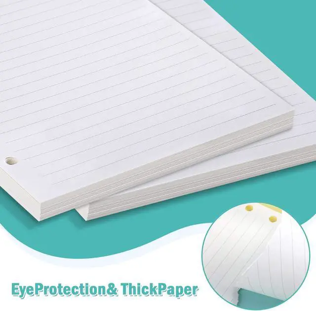 Alt view image 5 of 6 - OMEYA A5 6-Hole Lined Planner Inserts, 280 Pages, 5.6" x 8.3", 100gsm Paper | Not for 3 or 7 Ring Binders, White Refill Paper for 6-Ring Binders, A5 Paper for Planners, Diaries, Journals, Organizers