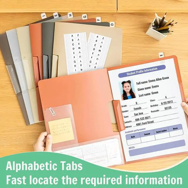 Alt view image 3 of 7 - Aixoom A-Z Sticky Alphabet Tabs, Self-Adhesive Letter Index Stickers (208) | Transparent Permanent Tabs for Notebook, Textbook, Dictionary, Filing, Files & Office Organization