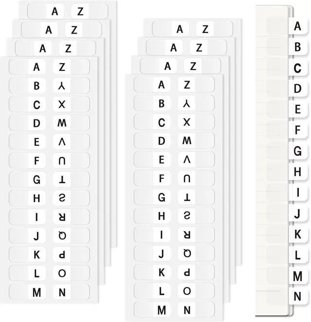 Main image of Aixoom A-Z Sticky Alphabet Tabs, Self-Adhesive Letter Index Stickers (208) | Transparent Permanent Tabs for Notebook, Textbook, Dictionary, Filing, Files & Office Organization