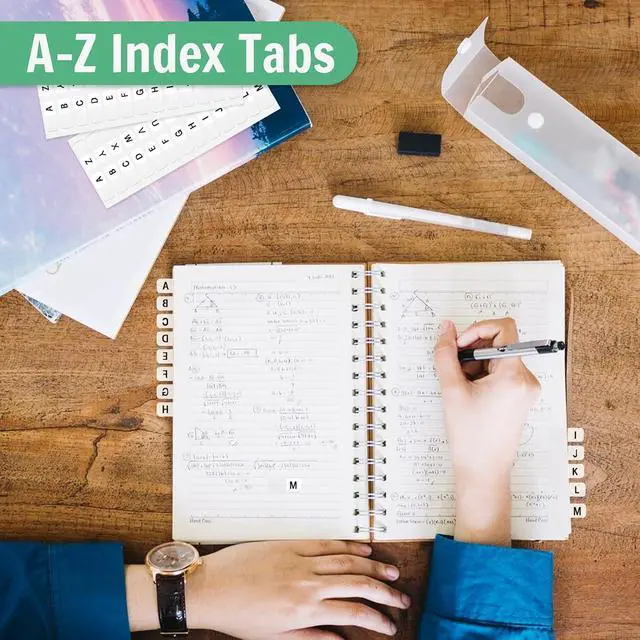 Alt view image 5 of 7 - Aixoom A-Z Sticky Alphabet Tabs, Self-Adhesive Letter Index Stickers (208) | Transparent Permanent Tabs for Notebook, Textbook, Dictionary, Filing, Files & Office Organization
