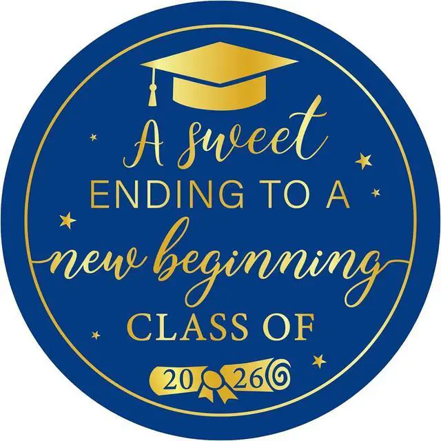 Main image of 120Pcs Graduation Stickers 2026, Class of 2026 Stickers 1.57" Graduation Envelope Seal Label Self Adhesive Congrats Grad Cap Sticker for Senior College Grad Party Favors (Blue & Gold)