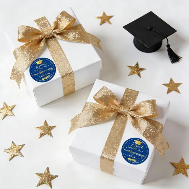 Alt view image 3 of 7 - 120Pcs Graduation Stickers 2026, Class of 2026 Stickers 1.57" Graduation Envelope Seal Label Self Adhesive Congrats Grad Cap Sticker for Senior College Grad Party Favors (Blue & Gold)