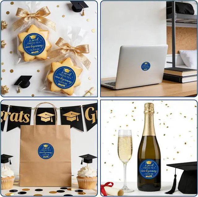 Alt view image 5 of 7 - 120Pcs Graduation Stickers 2026, Class of 2026 Stickers 1.57" Graduation Envelope Seal Label Self Adhesive Congrats Grad Cap Sticker for Senior College Grad Party Favors (Blue & Gold)