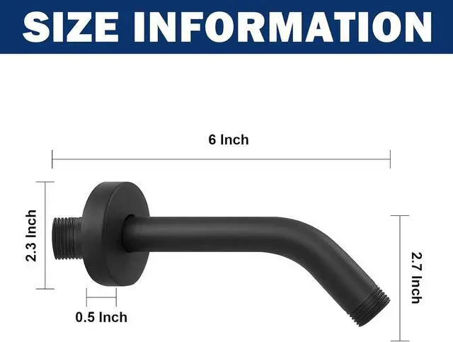 Alt view image 2 of 6 - NearMoon Shower Arm with Flange, Made of 304 Stainless Steel Shower Extension Extender Pipe, Wall-Mounted for Fixed Bathroom Showerhead, Never Rust (6 Inch, Matte Black)