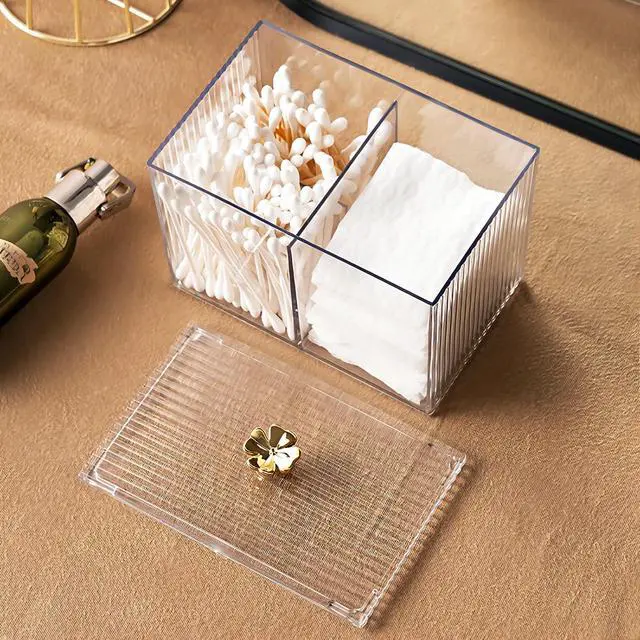 Alt view image 4 of 7 - DASITON Acrylic Qtip Holder, Bathroom Jars With Lids Set, Apothecary Jar Dispenser For Cotton Ball, Swab, Round Pads, Floss