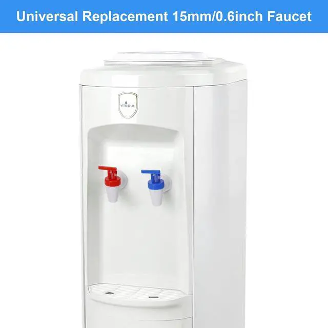 Alt view image 2 of 6 - 4 Pack Replacement Water Dispenser Faucets - 2 Red & 2 Blue Plastic Spigots | BPA-Free Water Jug Spout, 3/8 Inch Internal Thread, BPA-Free for Water Coolers, No Leak Push-Type Spouts