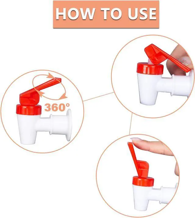 Alt view image 4 of 6 - 4 Pack Replacement Water Dispenser Faucets - 2 Red & 2 Blue Plastic Spigots | BPA-Free Water Jug Spout, 3/8 Inch Internal Thread, BPA-Free for Water Coolers, No Leak Push-Type Spouts