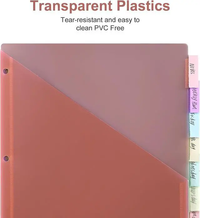 Alt view image 5 of 7 - 8-Tab Binder Dividers with 2 Pockets, Index Pockets for 3 Ring Binders, 8 Pastel Colors, US Letter Size (2 Packs - 16 Counts)