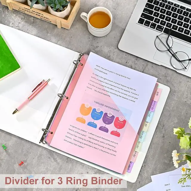 Alt view image 7 of 7 - 8-Tab Binder Dividers with 2 Pockets, Index Pockets for 3 Ring Binders, 8 Pastel Colors, US Letter Size (2 Packs - 16 Counts)