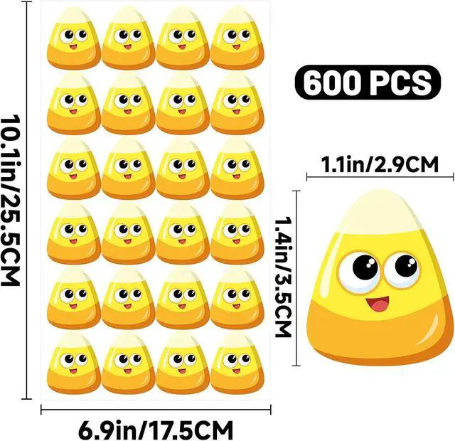 Alt view image 2 of 7 - Alynta Halloween Candy Corn Stickers Candy Corn Decorations 600Pcs | 1.4 Inch Self Adhesive Cute Halloween Labels Sticker for Goodie Bags Envelope Seals Scrapbook
