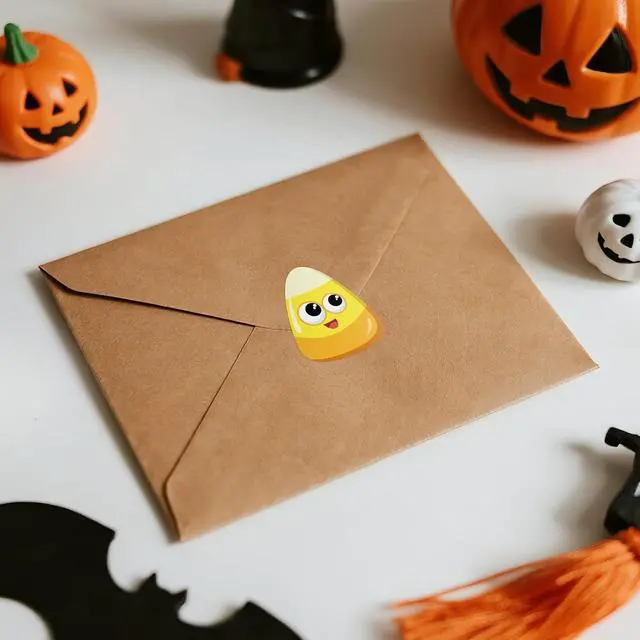 Alt view image 4 of 7 - Alynta Halloween Candy Corn Stickers Candy Corn Decorations 600Pcs | 1.4 Inch Self Adhesive Cute Halloween Labels Sticker for Goodie Bags Envelope Seals Scrapbook