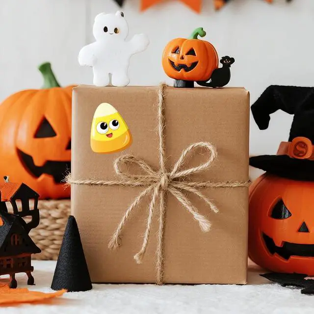 Alt view image 5 of 7 - Alynta Halloween Candy Corn Stickers Candy Corn Decorations 600Pcs | 1.4 Inch Self Adhesive Cute Halloween Labels Sticker for Goodie Bags Envelope Seals Scrapbook
