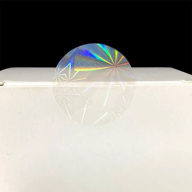 Alt view image 4 of 7 - 1" 500pcs Laser Reflection Stickers, Clear Transparent Waterproof Sticker Crystal Sealer and Retail Package Round Clear Seal Labels Self Adhesive, Envelopes, Boxes and Gift Packaging