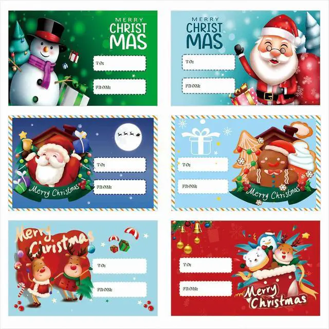 Main image of Christmas Labels Stickers120Pcs 75x48mm Christmas Name Gift Label Self-Adhesive Xmas Gift Tags for Holiday Packaging