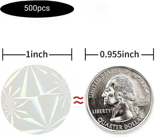 Alt view image 7 of 7 - 1" 500pcs Laser Reflection Stickers, Clear Transparent Waterproof Sticker Crystal Sealer and Retail Package Round Clear Seal Labels Self Adhesive, Envelopes, Boxes and Gift Packaging