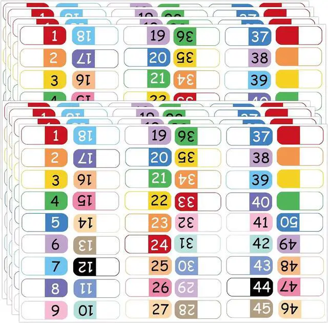 Main image of Number Index Labels for 3 Ring Binders, Repositionable Index Labels Stickers for Notebooks, File Folders & Documents Classification (1-50)