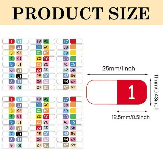 Alt view image 2 of 7 - Number Index Labels for 3 Ring Binders, Repositionable Index Labels Stickers for Notebooks, File Folders & Documents Classification (1-50)