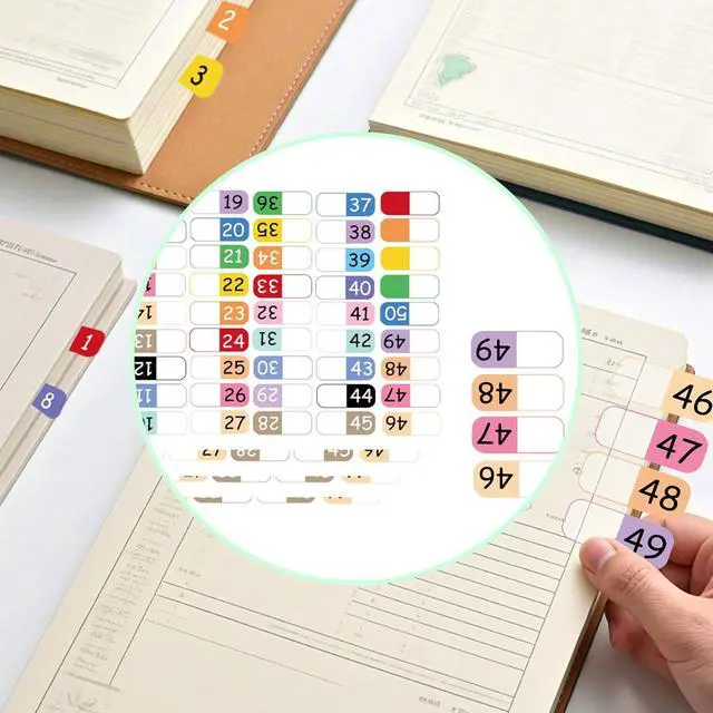 Alt view image 4 of 7 - Number Index Labels for 3 Ring Binders, Repositionable Index Labels Stickers for Notebooks, File Folders & Documents Classification (1-50)