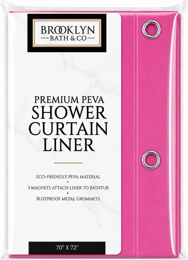 Main image of Home Expressions 3 Gauge Shower Curtain Liner 70 x 72 Vinyl Shower Curtain with 12 Metal Grommet and 3 Magnetic Weights Odor Free and Compatible with Standard Showers. (Neon Pink)