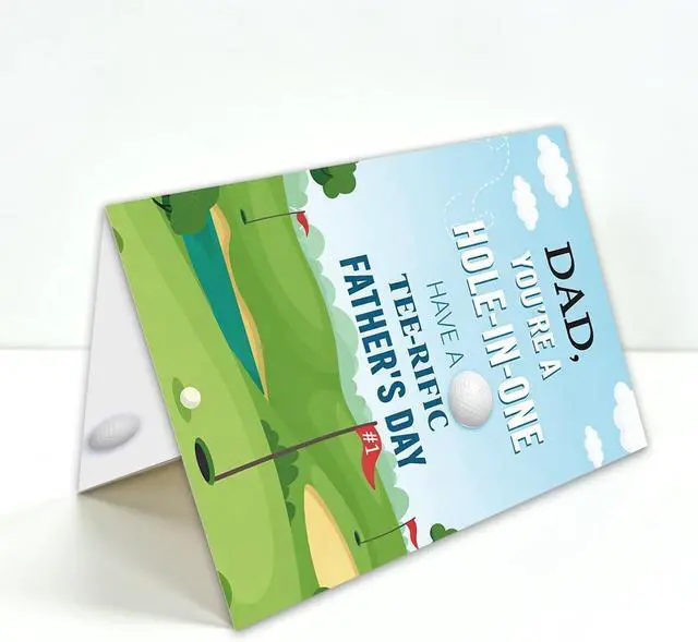 Alt view image 4 of 6 - Golf Fathers Day Card for Dad, Fathers Day Card for Golfer, Golf Fathers Day Gift for Him, Printed Inside, with Kraft Envelope and Gold Seal Sticker