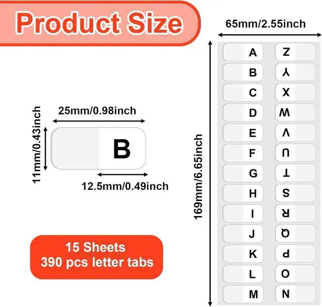 Alt view image 2 of 7 - A-Z Sticky Tabs, Alphabet Tabs Self Adhesive A-Z Tabs Indexes Self-Adhesive Page Tabs ABC Tabs Transparent Permanent Alphabetical Tabs for Notebook, Textbook, Dictionary, (390 Pcs)