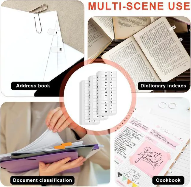 Alt view image 4 of 7 - A-Z Sticky Tabs, Alphabet Tabs Self Adhesive A-Z Tabs Indexes Self-Adhesive Page Tabs ABC Tabs Transparent Permanent Alphabetical Tabs for Notebook, Textbook, Dictionary, (390 Pcs)