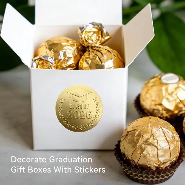 Alt view image 3 of 7 - 100 x Gold Foil Embossed Class of 2026 Stickers, Graduation Embossed Raised Sticker, Grad Party Embossing Seal Label, Metallic Seal, 1.5 inch (Gold Embossed)