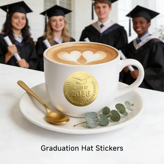 Alt view image 6 of 7 - 100 x Gold Foil Embossed Class of 2026 Stickers, Graduation Embossed Raised Sticker, Grad Party Embossing Seal Label, Metallic Seal, 1.5 inch (Gold Embossed)