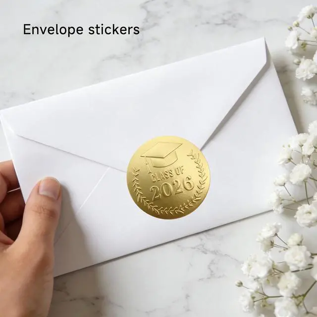 Alt view image 7 of 7 - 100 x Gold Foil Embossed Class of 2026 Stickers, Graduation Embossed Raised Sticker, Grad Party Embossing Seal Label, Metallic Seal, 1.5 inch (Gold Embossed)