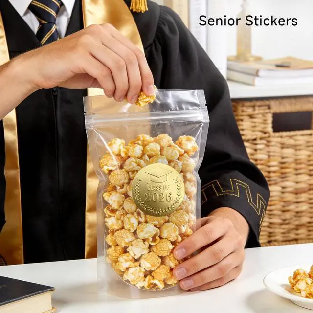 Alt view image 2 of 7 - 100 x Gold Foil Embossed Class of 2026 Stickers, Graduation Embossed Raised Sticker, Grad Party Embossing Seal Label, Metallic Seal, 1.5 inch (Gold Embossed)