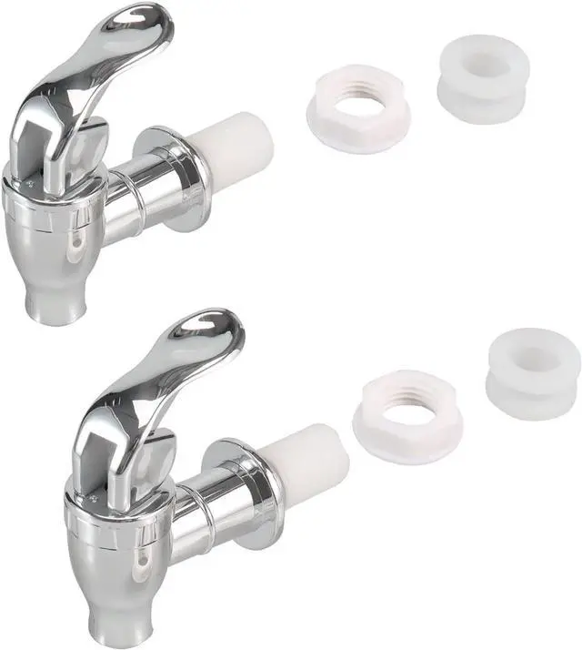 Main image of 16mm Beverage Dispenser Replacement Spigot Silver Push Style faucet for Beverage Dispenser Carafe Plastic Pour Spout Set Internal Thread For Carafe Water Bottle Jug Valve Water Crock Tap 2 Pack