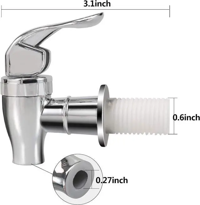 Alt view image 2 of 4 - 16mm Beverage Dispenser Replacement Spigot Silver Push Style faucet for Beverage Dispenser Carafe Plastic Pour Spout Set Internal Thread For Carafe Water Bottle Jug Valve Water Crock Tap 2 Pack